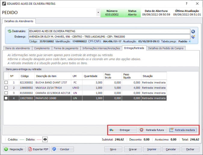 Saúde e segurança - Controle de entregas - Genoma ERP.png